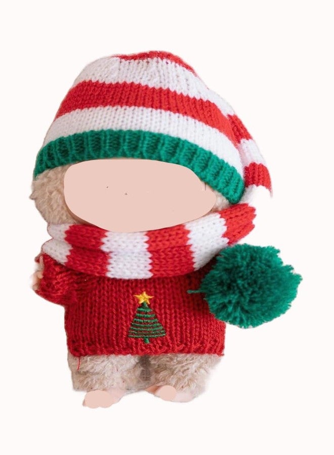 SHUOXUKE Doll Clothes for 17cm /15cm Set ,Hat and Christmas Outfits for Doll Clothes 2-Piece Accessories Adorable Handcrafted Crochet Ropa Hat-Scarf & Sweaters,Red - Image 1